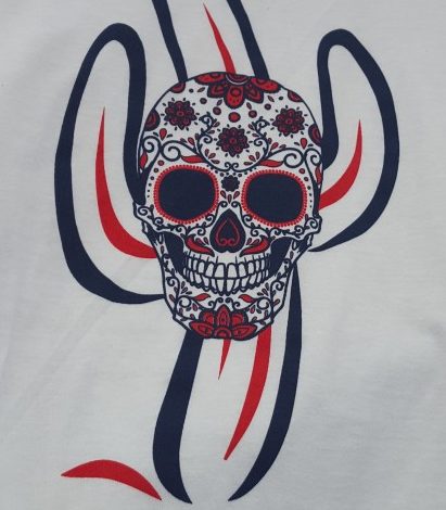 Men's Skull with Saguaro Logo on White Tee Shirt